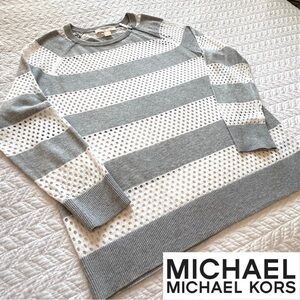 MICHEAL Michael Kors White Honeycomb and Grey  Sweater Size Medium